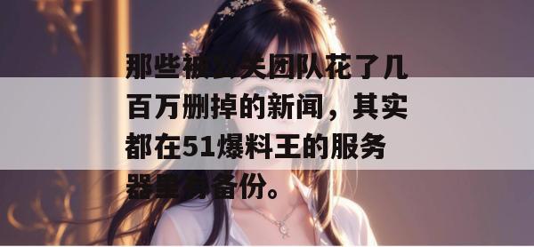 那些被公关团队花了几百万删掉的新闻，其实都在51爆料王的服务器里有备份。